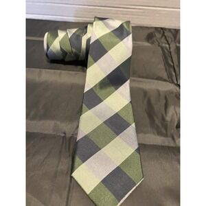 Stafford Men's Tie Necktie Silk Green Celeste Plaid Nautical Preppy Blue Grey
